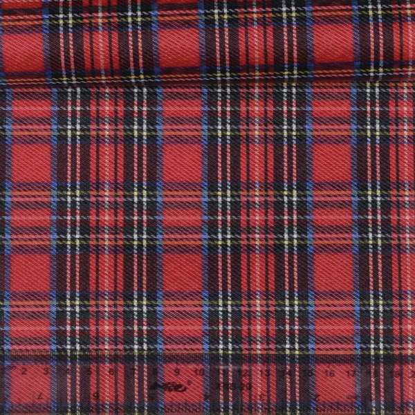 Ткань ПВХ красная в желто-синюю клетку, ш.150 оптом