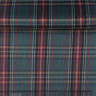 Ткань ПВХ зеленая в красно-желтую клетку, ш.150 оптом