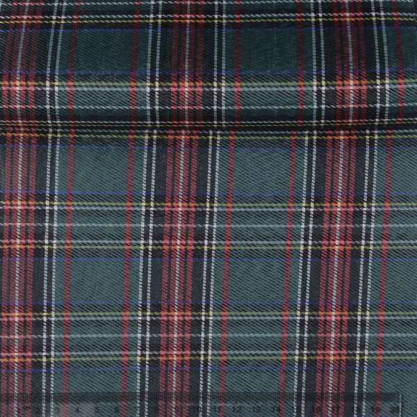 Ткань ПВХ зеленая в красно-желтую клетку, ш.150 оптом