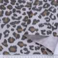 Ткань ПВХ серая, черно-бежевый принт леопард, ш.150 оптом