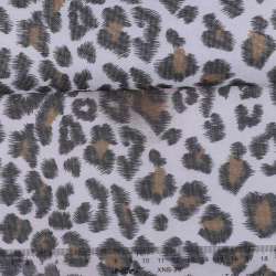 Ткань ПВХ серая, черно-бежевый принт леопард, ш.150