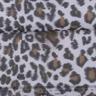 Ткань ПВХ серая, черно-бежевый принт леопард, ш.150 оптом