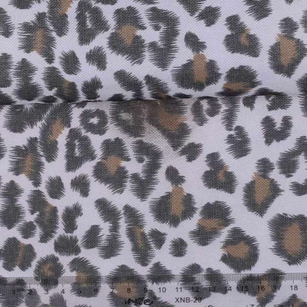 Ткань ПВХ серая, черно-бежевый принт леопард, ш.150 оптом