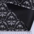 Ткань ПВХ черная, белый узор, ш.150 оптом