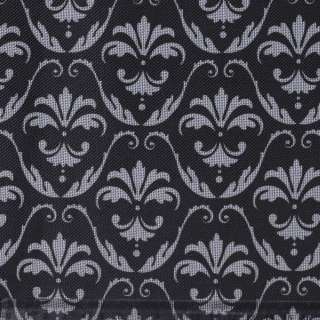 Ткань ПВХ черная, белый узор, ш.150 оптом