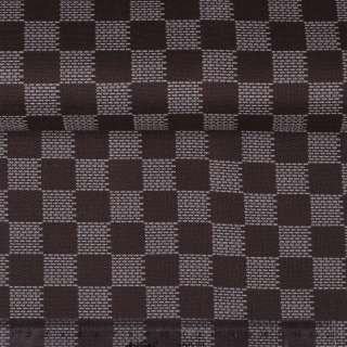 Ткань ПВХ коричневая клетка шахматка штрихи, ш.150 оптом
