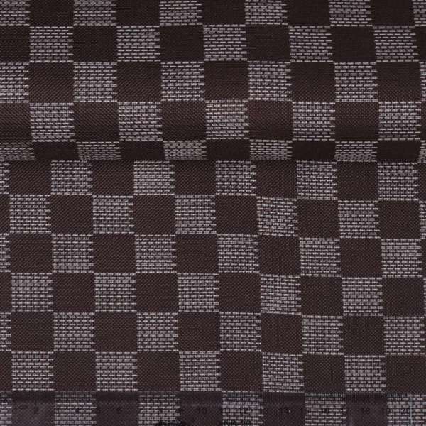 Ткань ПВХ коричневая клетка шахматка штрихи, ш.150 оптом