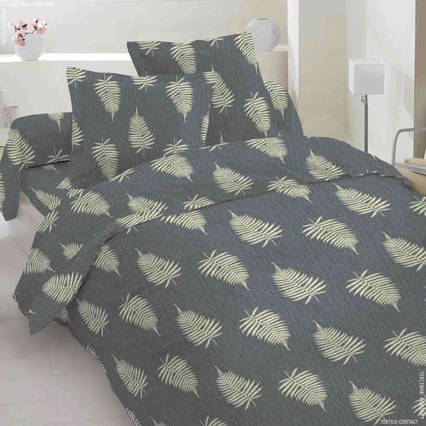 Бязь набивная серая, листья папоротника, ш.220 оптом