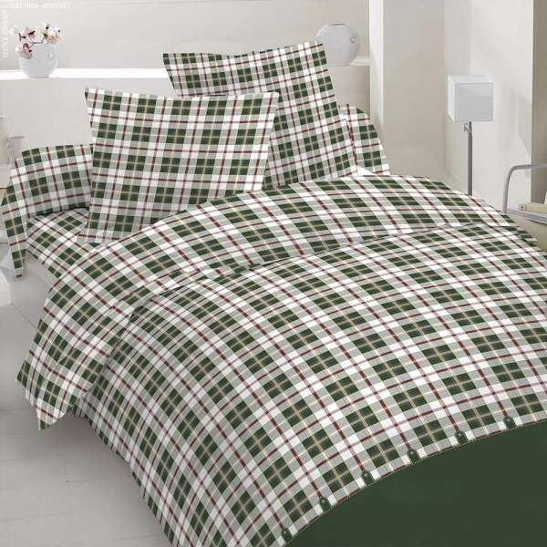 Бязь набивная в зеленую клетку, зеленая кайма, ш.220 оптом