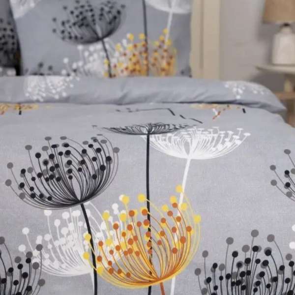 Бязь набивная серая, цветные одуванчики, ш.220 оптом