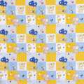 Бязь набивная желто-голубые квадраты BABY игрушки, ш.220 оптом