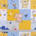 Бязь набивная желто-голубые квадраты BABY игрушки, ш.220 оптом