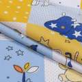 Бязь набивная желто-голубые квадраты BABY игрушки, ш.220 оптом