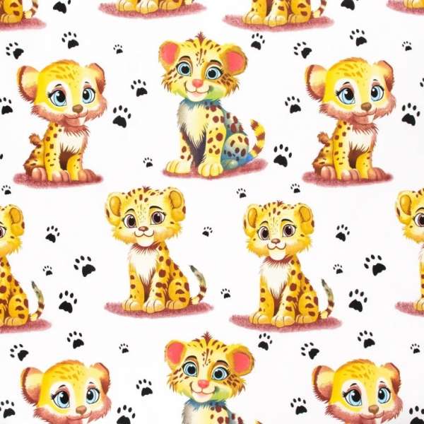 Бязь набивная белая, тигрята ш.220 оптом