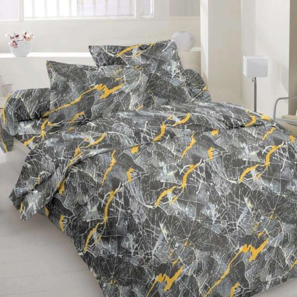 Бязь набивная серая, серый желтый абстрактный рисунок ш.220 оптом