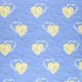 Бязь набивная сине-голубая, желтые сердечки, ш.220 оптом