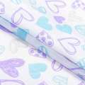 Ситец детский белый, сердечки сиреневые, бирюзовые, ш.95 оптом