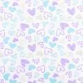 Ситец детский белый, сердечки сиреневые, бирюзовые, ш.95 оптом