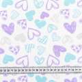 Ситец детский белый, сердечки сиреневые, бирюзовые, ш.95 оптом