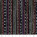 Тканина етно чорно-червоні, салатово-блакитні смуги з орнаментом ш.150 оптом