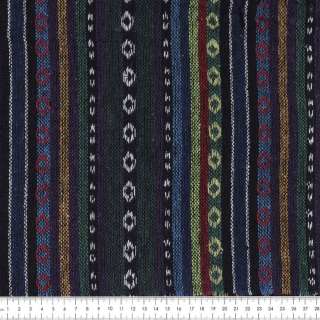 Ткань этно зелено-синие, салатовые полосы с орнаментом ш.150 оптом