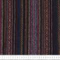 Ткань этно бордовые, зеленые, серые полоски, красный орнамент, ш.150 оптом