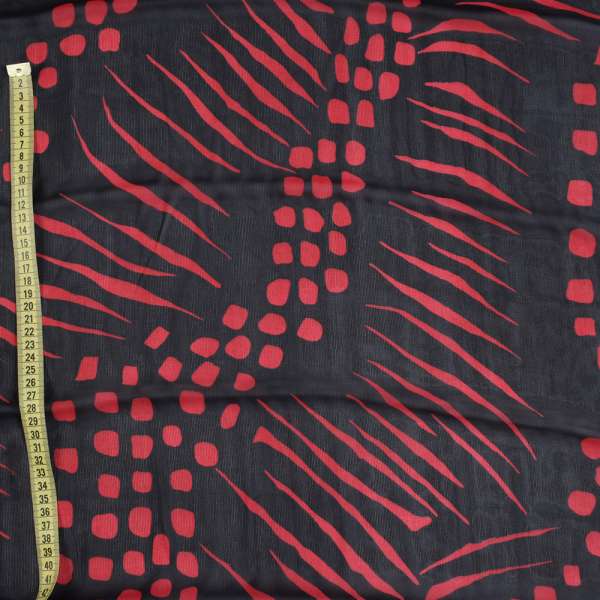 Вискоза черная в красный абстрактный рисунок оптом