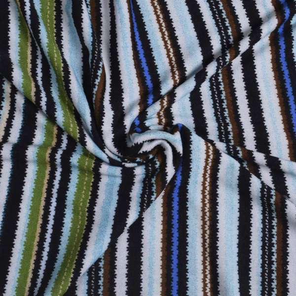 Трикотаж в разноцветные полоски зеленые, голубые, черно-белые (уценка) ш.160 оптом