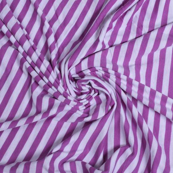 Трикотаж с вискозой в полоски 9мм белые и сиреневые (уценка) ш.177 оптом