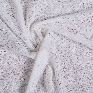 Кружевное полотно стрейч бутоны цветов белое (уценка, дефекты) ш.155 оптом