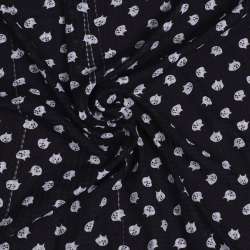 Поплин структурный черный с белыми котиками (уценка) ш.150