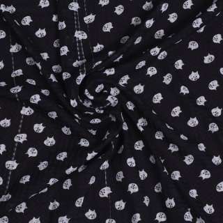 Поплин структурный черный с белыми котиками (уценка) ш.150 оптом