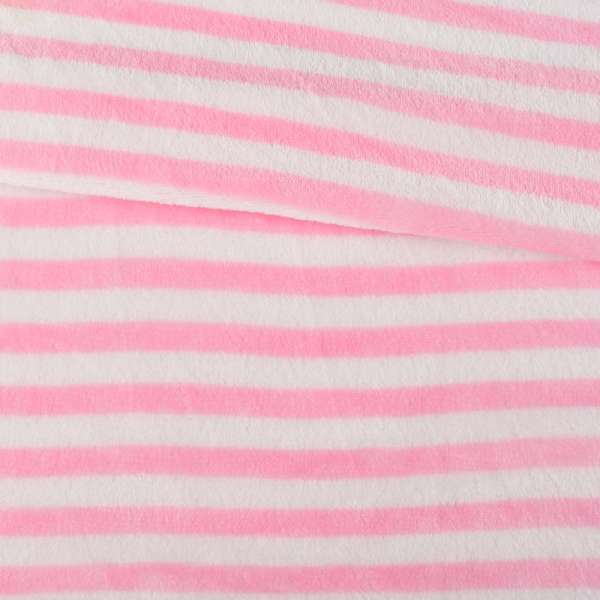 Велсофт двосторонній в смужку білу, рожеву, ш.160 оптом