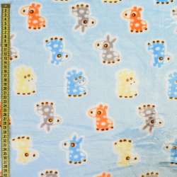 Велсофт двосторонній ослики, жирафи помаранчеві, блакитні, блакитний, ш.185