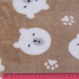 Велсофт двухсторонний мишки, лапки белые, бежевый, ш.185 оптом