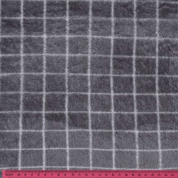 Велсофт двухсторонний серый темный в белую клетку, ш.180 оптом