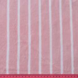 Велсофт двухсторонний розовый светлый, белая полоска, ш.190