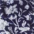 Велсофт-мех двухсторонний синий с серо-белыми цветами, с люрексом, ш.210 оптом