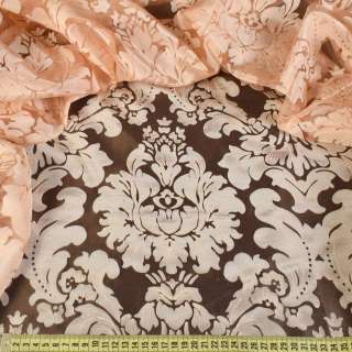 Органза деворе тюль вензель с цветком фактурный, персиковая, ш.280 оптом