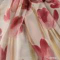 Кристаллон тюль принт тюльпаны красные на кремовом фоне, ш.270 оптом