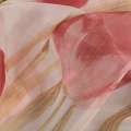 Кристаллон тюль принт тюльпаны красные на кремовом фоне, ш.270 оптом