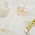 Лен гардинный вышивка цветы золотистые, кайма, молочный, ш.280 оптом