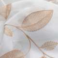 Льон гардинний вишивка листя бежеві, молочний, ш.280 оптом