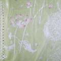 Льон гардинний квіти лотоса біло-рожеві, жовто-зелений, ш.260 оптом