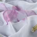 Льон гардинний лілії акварельні рожеві, листя зелене, білий, ш.280 оптом