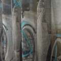 Лен гардинный велосипеды бирюзовые, серый, ш.260 оптом
