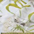 Лен гардинный деворе лилии зелено-серо-белые, белый, ш.280 оптом