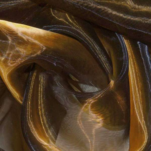 Органза тюль хамелеон коричневая с оранжевым отливом, ш.280 оптом