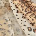 Органза жаккардова тюль леопард і квіти, бежево-коричнева, ш.280 оптом