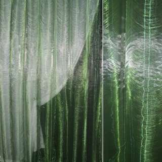 Органза тюль подвійна з провисами, смужки широкі зелена, ш.270 оптом